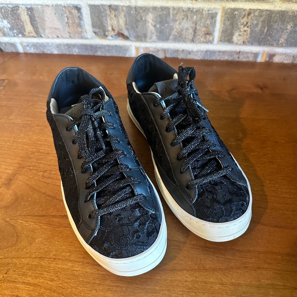 P448 Black Lace embellished sneakers